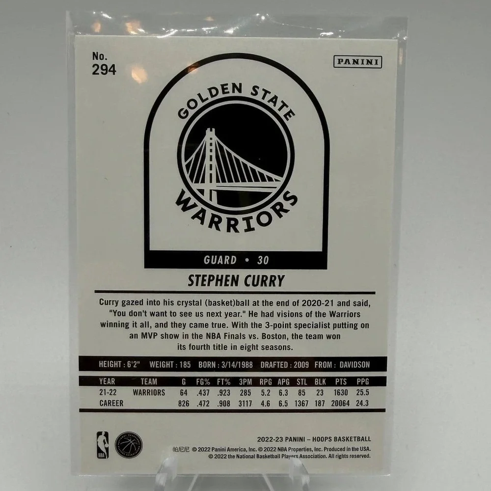 Stephen‎ Curry 2022 Panini NBA Hoops 294 NBA Golden State Warriors